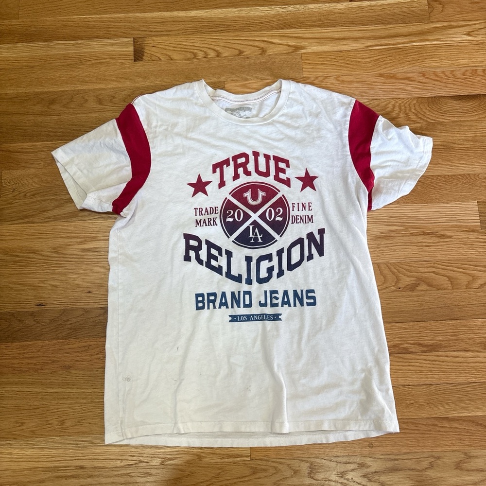 True Religion White Tee with Red Accents